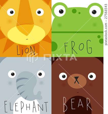 Animal muzzles lion, frog, elephant, bear 27568543