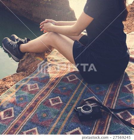 Woman Travel Backpacker Adventure Concept Woman Travel Backpacker Adventure Concept 27569245