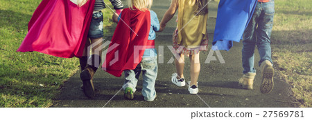 Superheroes Group of Kids Freedom Imagination Concept 27569781