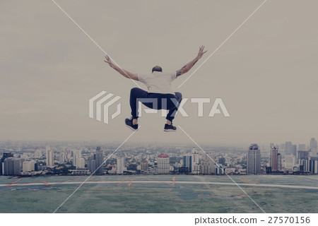Man Exercise Workout Rooftop Concept 27570156