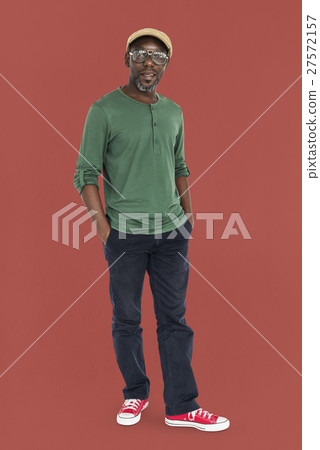 Old-Fashioned African Man Casual Cheerful Concept 27572157