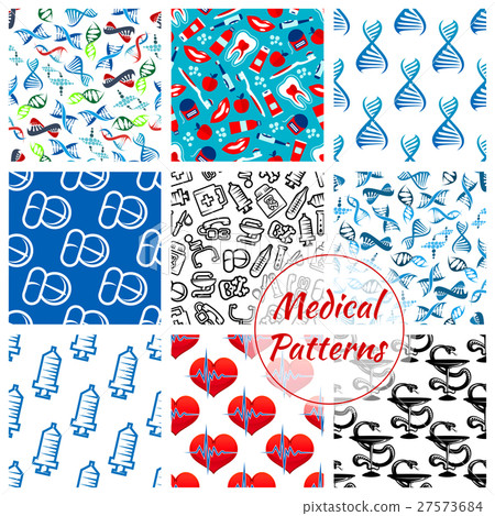 Medications, medical vector seamless patterns set 27573684