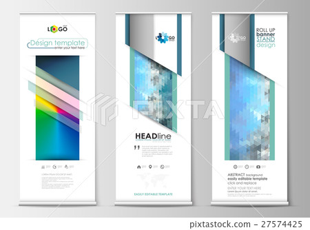 Set Of Roll Up Banner Stands Flat Design Stock Illustration