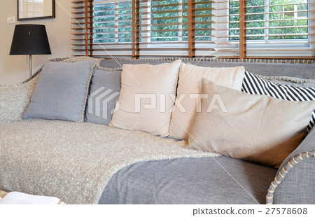 living room with gray pillows on sofa living room with gray pillows on sofa 27578608
