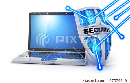 laptop and shield 27579249
