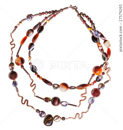 necklace from agate natural gems and stromatolite 27579265