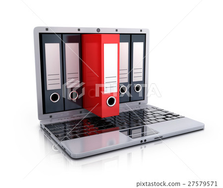 Laptop 3d and files 27579571