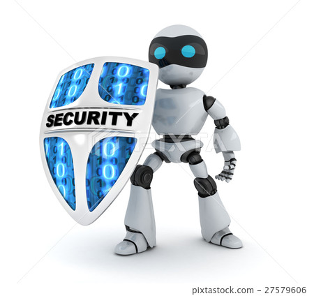 Modern robot and shield security 27579606