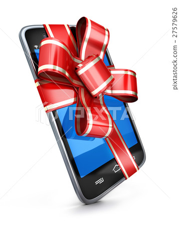 Phone and red ribbon gift 27579626