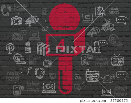 News concept: Microphone on wall background 27580373