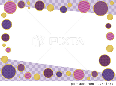 Japanese style frame with purple Japanese pattern polka dots 27581235