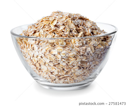 glass bowl full of oat flakes glass bowl full of oat flakes 27581473