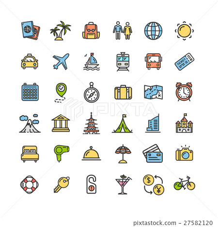 Travel Icon Thin Line Set. Vector - Stock Illustration [27582120] - PIXTA