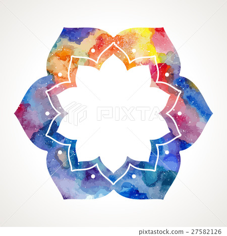 Watercolor flower oriental frame vector 27582126