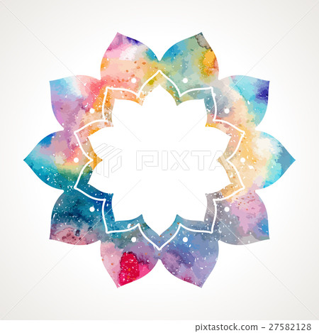 Watercolor flower oriental frame vector 27582128