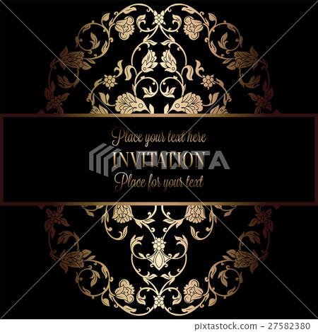 Intricate background with rich gold vintage frame Intricate background with rich gold vintage frame 27582380