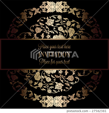 Intricate background with rich gold vintage frame Intricate background with rich gold vintage frame 27582381