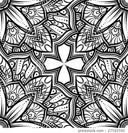 Vector seamless pattern mandala flower - Stock Illustration [27582592 ...