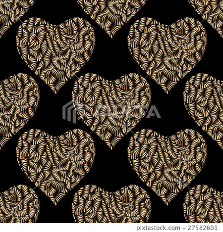 Gold hearts seamless vector pattern - Stock Illustration [27582601] - PIXTA