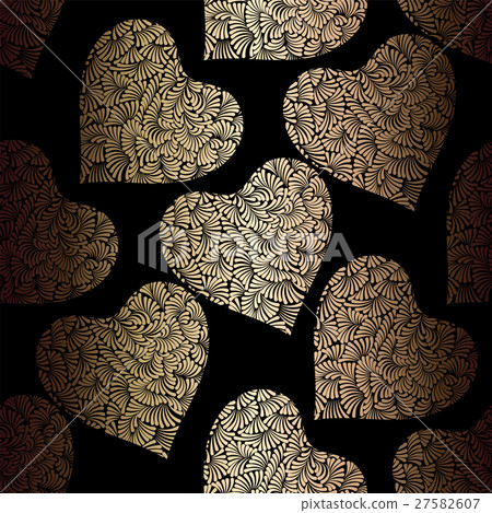 Gold hearts seamless vector pattern - Stock Illustration [27582607] - PIXTA