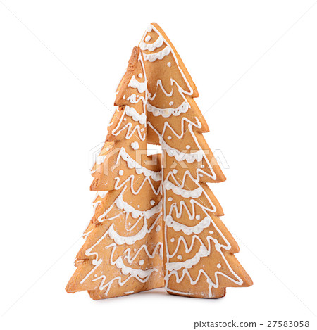 Gingerbread Christmas tree isolated on white Gingerbread Christmas tree isolated on white 27583058