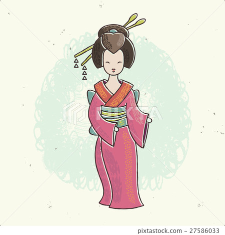 Vector illustration of standing Geisha 27586033