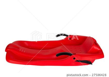 Plastic red sled for skiing on white background 27586428