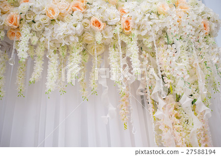 beautiful arch decorated with flowers for wedding 27588194