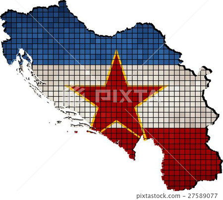 Yugoslavia map with flag inside 27589077