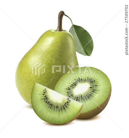 Green pear kiwi isolated on white background Green pear kiwi isolated on white background 27589702