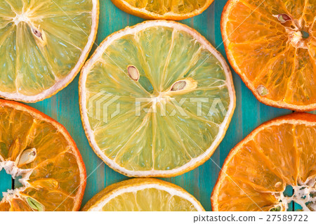 Dry orange and lemon,close-up Dry orange and lemon,close-up 27589722