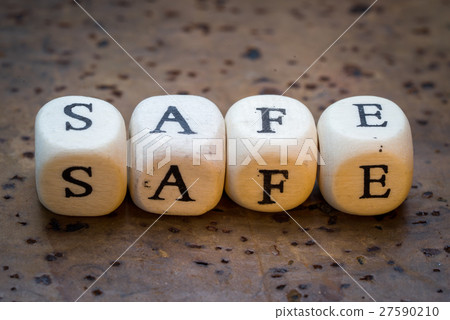 Safe text on wooden cubes  27590210