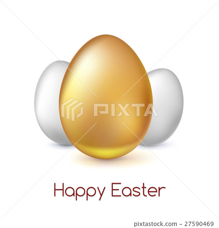 Golden and white Easter eggs, vector illustration. 27590469
