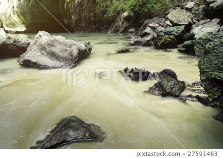 Landscape In Morakot Cave Emerald Cave Muk Stock Photo