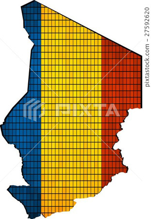 Chad map with flag inside 27592620