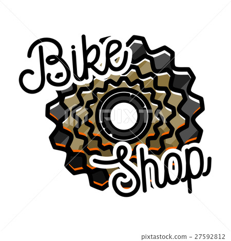 Color vintage bike shop emblem 27592812