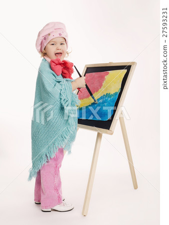 little funny painter on white little funny painter on white 27593231