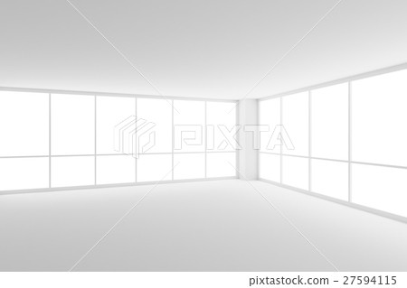 Empty white office room with two large windows - Stock Illustration ... Empty white office room with two large windows - Stock Illustration ...