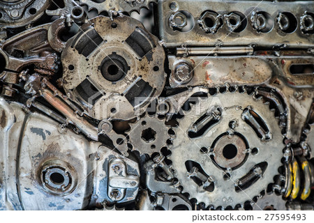 A pile of welded gears. Macro view 27595493