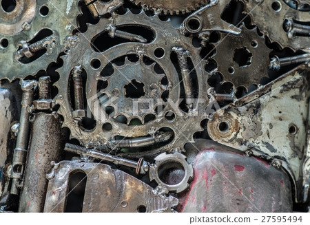 A pile of welded gears. Macro view 27595494