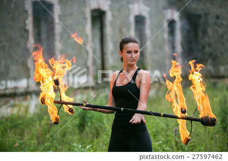 play with fire show on the shore of the sea 27597462