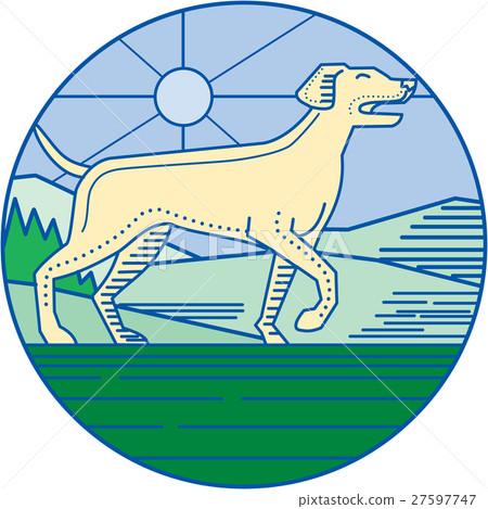 English Pointer Dog Mono Line 27597747