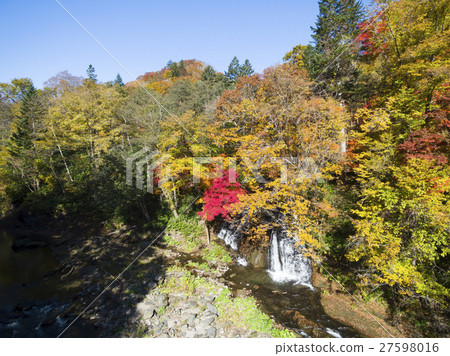 Eniwa Valley in the fall (Ralmanai's waterfall) Aerial photograph Eniwa Valley in the fall (Ralmanai's waterfall) Aerial photograph 27598016