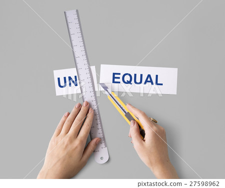 Unequal Hand Cut Word Split Concept 27598962