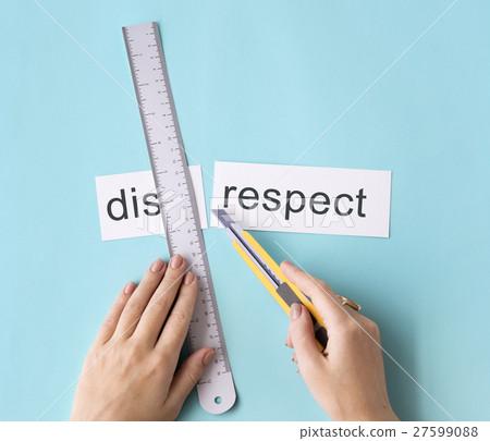 Disrespect Hands Cut Word Split Concept 27599088