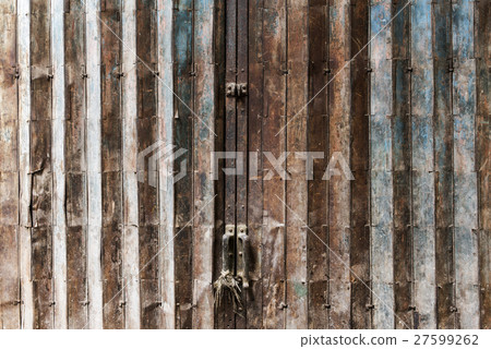Old Rusty Folded Door Gate Old fashion Concept 27599262