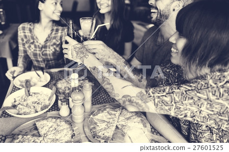 Friends Eating Pizza Party Together Concept Friends Eating Pizza Party Together Concept 27601525
