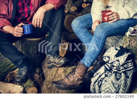 People Friendship Camping Sawmill Relaxation Togetherness Concep 27602149