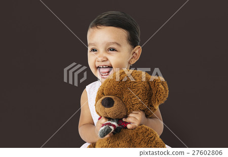 Little Girl Brown Teddy Concept Little Girl Brown Teddy Concept 27602806