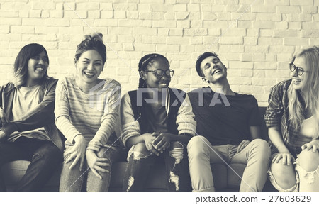Diverse Group People Sitting Couch Concept Diverse Group People Sitting Couch Concept 27603629